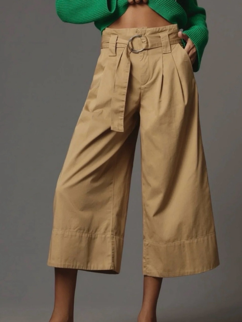 NWT Maeve Anthropologie High-Rise Belted Wide Leg Cropped Culotte Sizes 6 and 8
